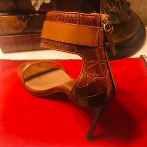 Rachel Zoe Faux Skin Ankle-Wrap Heel